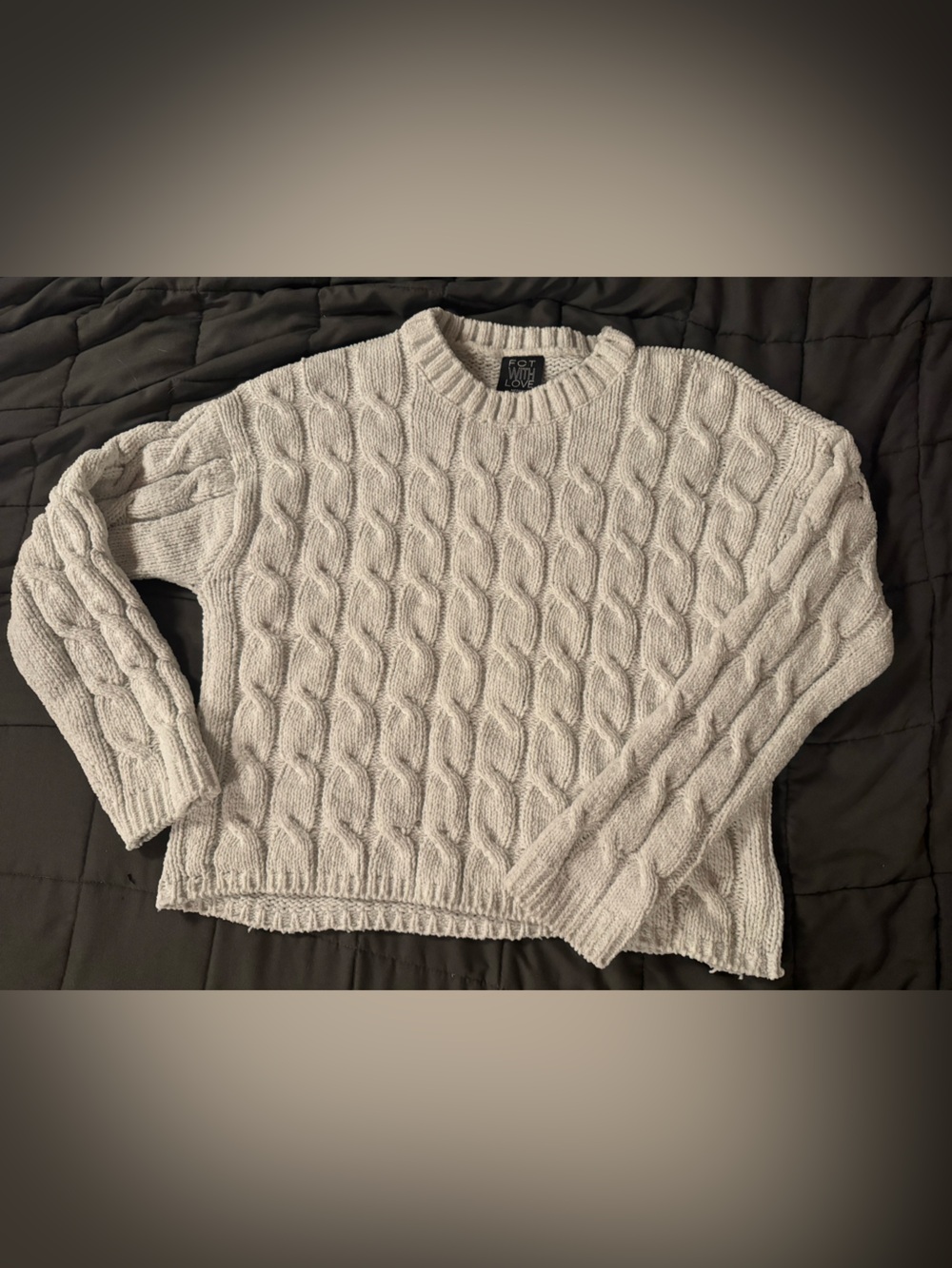 Cozy Cable-Knit Crewneck Sweater in Light Gray by LOFT